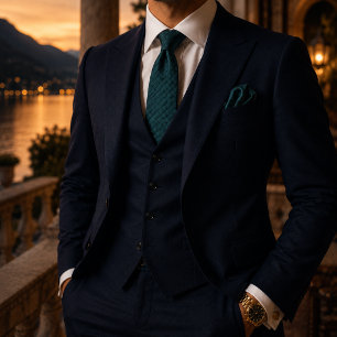 Quiet Luxury Teal Green Basketweave Textured Neck Tie