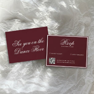 Quiet Luxury Vintage Burgundy Wedding QR Code RSVP Card