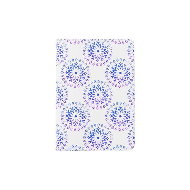 Quiet Mandalas Motif Design in Purple Passport Holder (Front)
