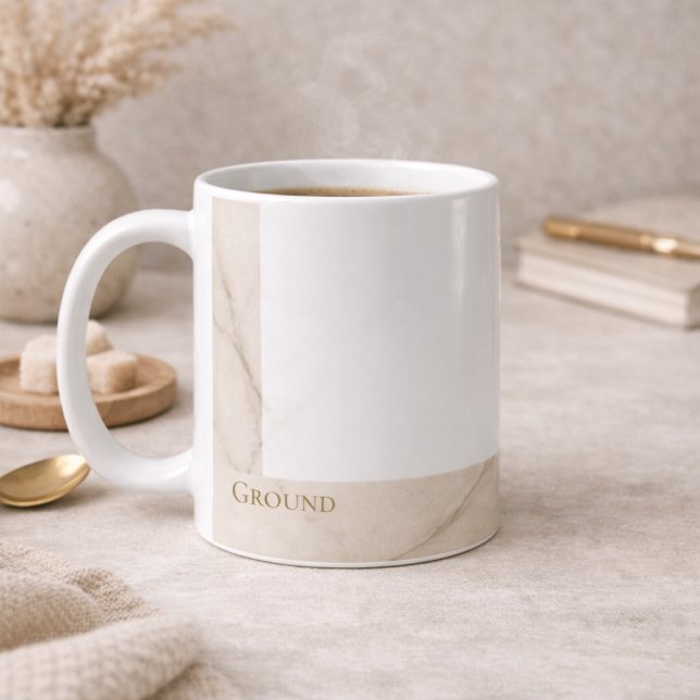 Quiet Marble Ground Classic Mug, 11 oz Coffee Mug (Off center marble detail defines clean mornings and open desk spaces)