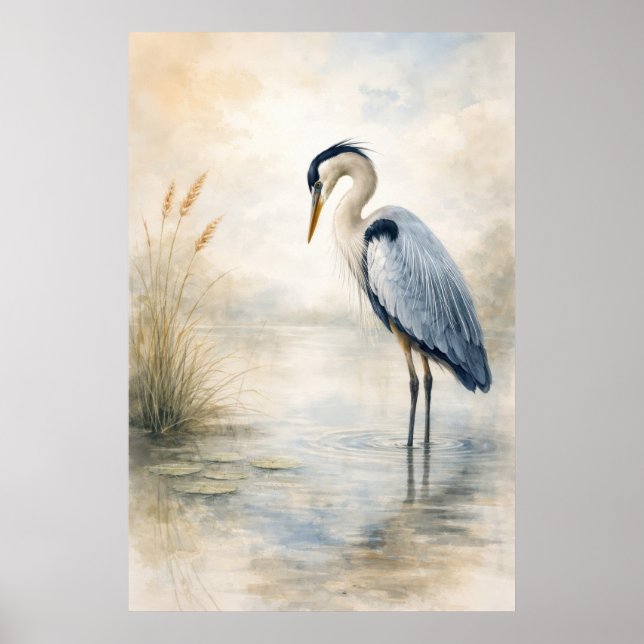 Quiet Marsh Heron | Blue Heron | Poster (Front)