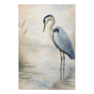 Quiet Marsh Heron | Blue Heron | Wrapped Canvas