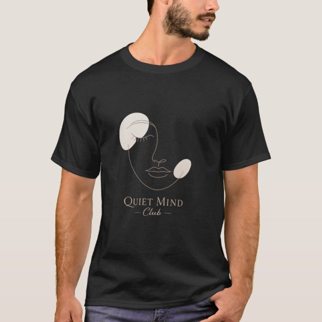 Quiet Mind Club Abstract Line Art Face Minimalist T-Shirt (Front)