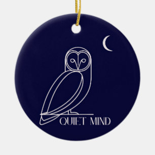 Quiet Mind Owl – Minimalist Night Wisdom Design Ceramic Ornament