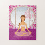 QUIET MIND puzzle<br><div class="desc">Girl with brown hair sits on a pillow quieting her mind in a peaceful setting. Blossoms can be seen outside the round window</div>