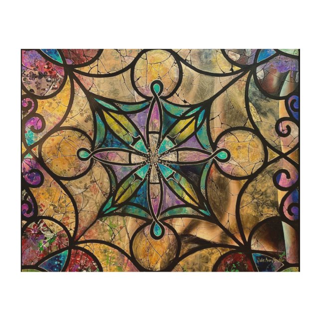 Quiet Moment Behind Stained Glass Wood Wall Art (Front)