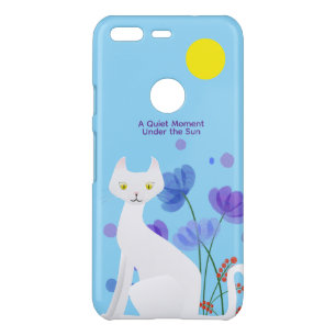 Quiet Moment White Cat iPhone Case – Light Blue