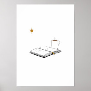 Quiet Morning – Minimal Reading Illustration Poster