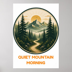 Quiet Mountain Morning Vintage Sunrise Forest Poster