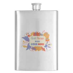 Quiet Person With Loud Mind blue yellow Flask