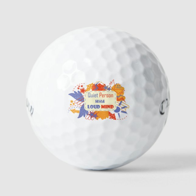 Quiet Person With Loud Mind blue yellow Golf Balls (Front)