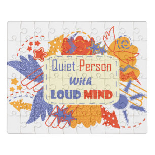 Quiet Person With Loud Mind blue yellow Jigsaw Puzzle