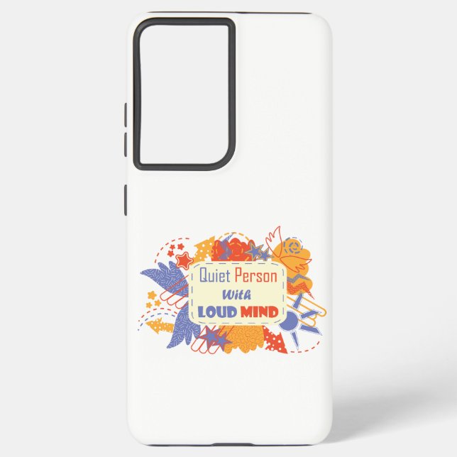 Quiet Person With Loud Mind blue yellow Samsung Galaxy Case (Back)