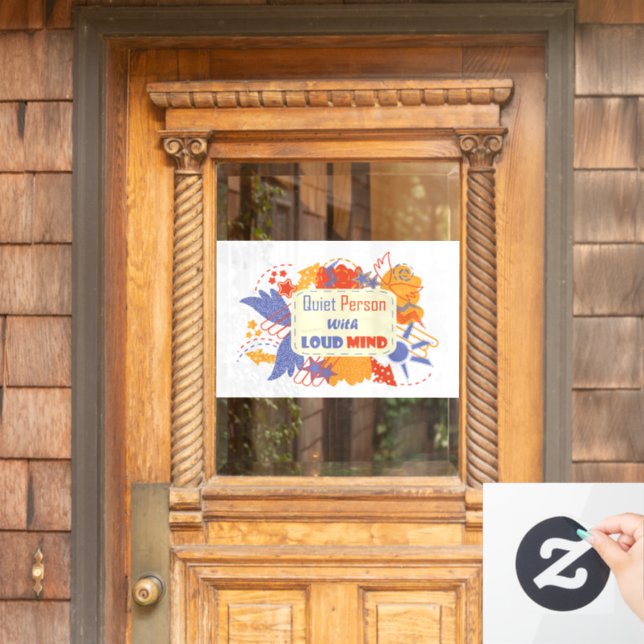 Quiet Person With Loud Mind blue yellow Window Cling (Home Door)