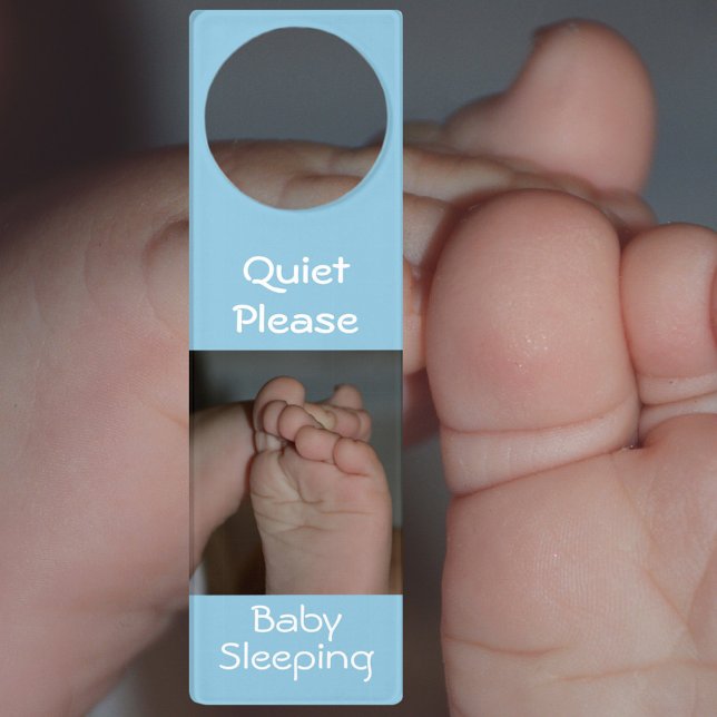 Quiet Please Baby Sleeping Tiny Feet Blue Door Hanger (Creator Uploaded)