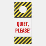 [ Thumbnail: "Quiet, Please!" + Black/Yellow Stripes Door Hanger ]
