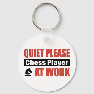 Quiet Please Chess Player At Work Keychain
