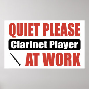 Quiet Please Clarinet Player At Work Poster