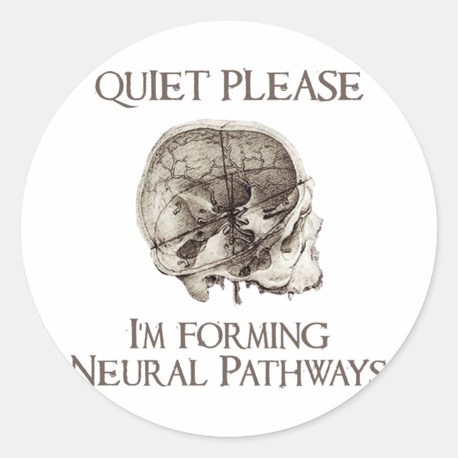 Quiet Please: I'm Forming Neural Pathways Classic Round Sticker (Front)