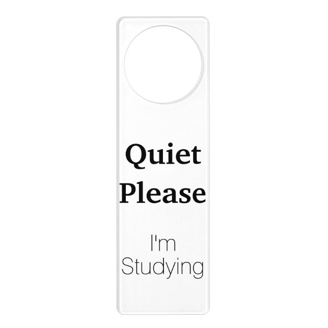 Quiet Please I'm Studying Door Hanger (Front)