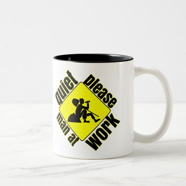 Quiet please, man at work Two-Tone coffee mug (Right)