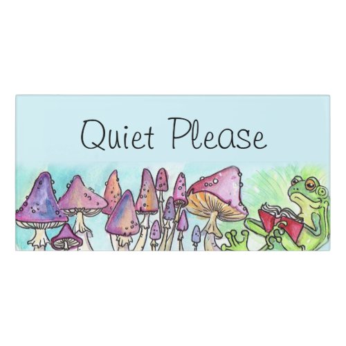 Quiet Please Reading Frog Door Sign