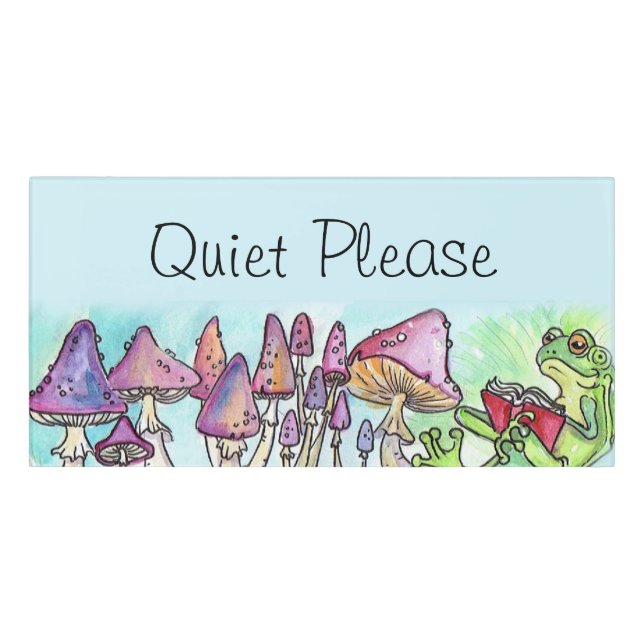 Quiet Please Reading Frog Door Sign (Classic Front)