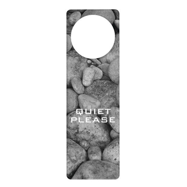 Quiet please sign door hanger | Zen pebble stones (Front)