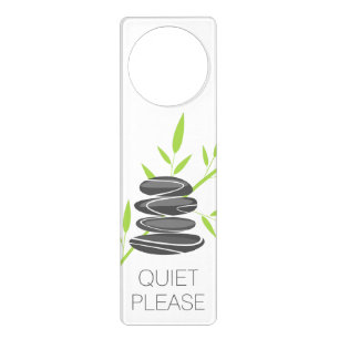 Quiet please sign door hanger Zen pebble stones