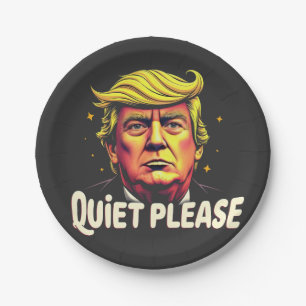 Quiet Please Trump Kamala President Debate Paper Plates