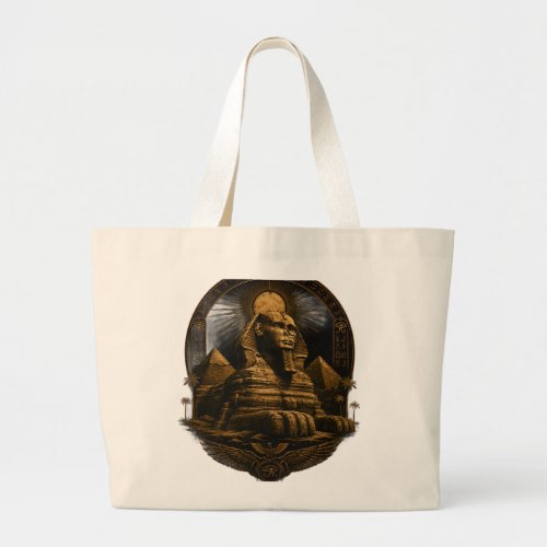Quiet Power | Great Sphinx Egypt Design Large Tote Bag