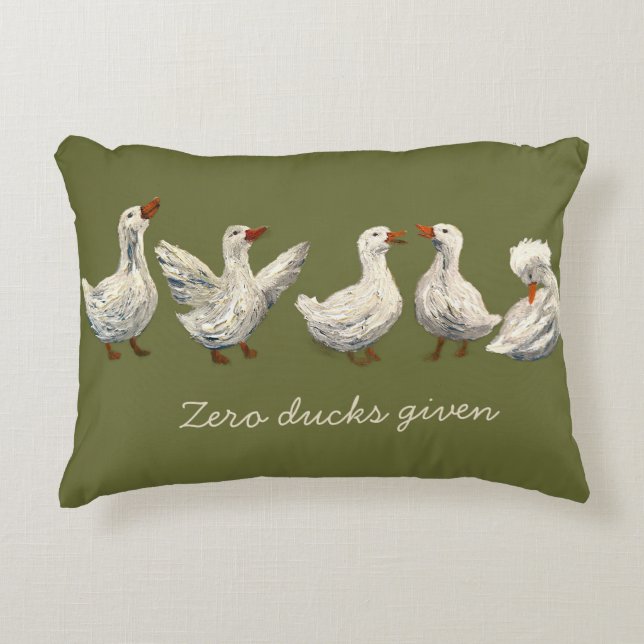 Quiet Quack: White Duck Starry Night Goose Accent Pillow (Front)