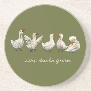 Quiet Quack: White Duck Starry Night Goose Coaster