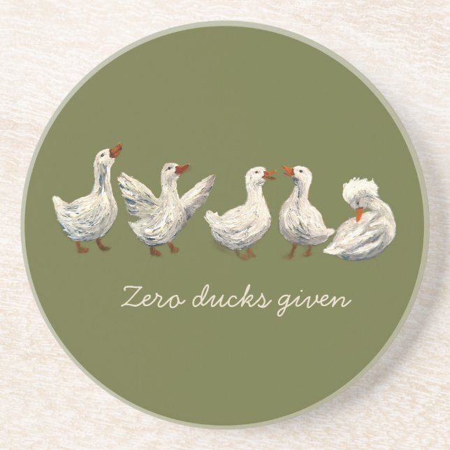 Quiet Quack: White Duck Starry Night Goose Coaster (Front)