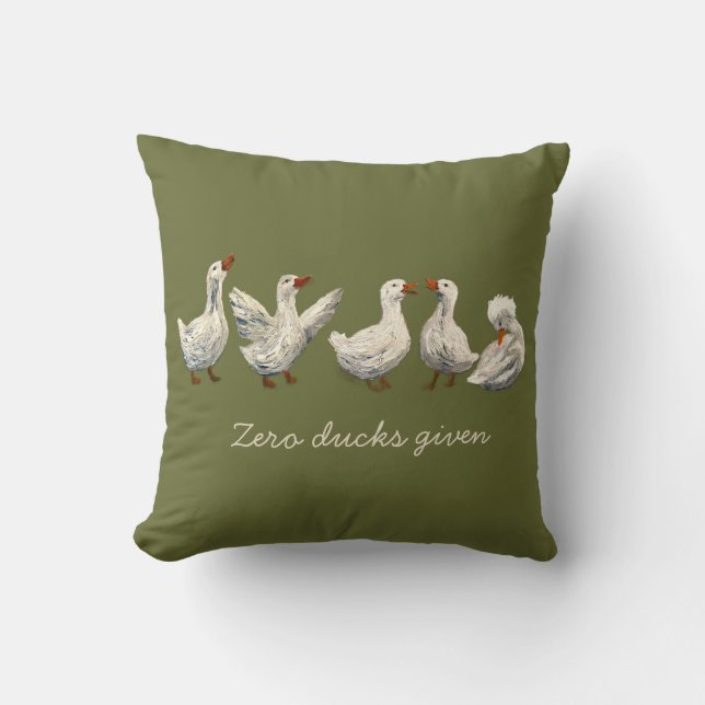 Quiet Quack: White Duck Starry Night Goose Throw Pillow (Front)