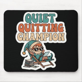 Quiet Quitting Elf Funny Office Humor Dark Mode Mouse Pad