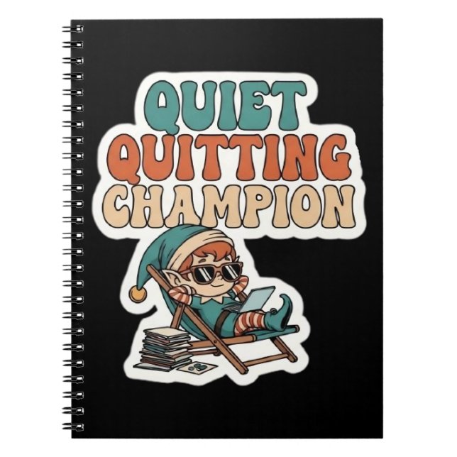 Quiet Quitting Elf Funny Office Humor Meeting Notebook (Front)
