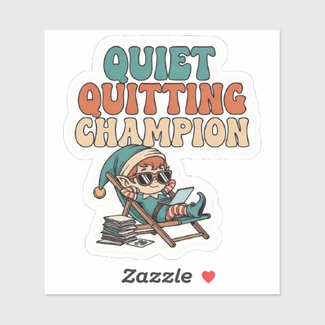 Quiet Quitting Elf Funny Office Humor Vinyl Sticker (Sheet)