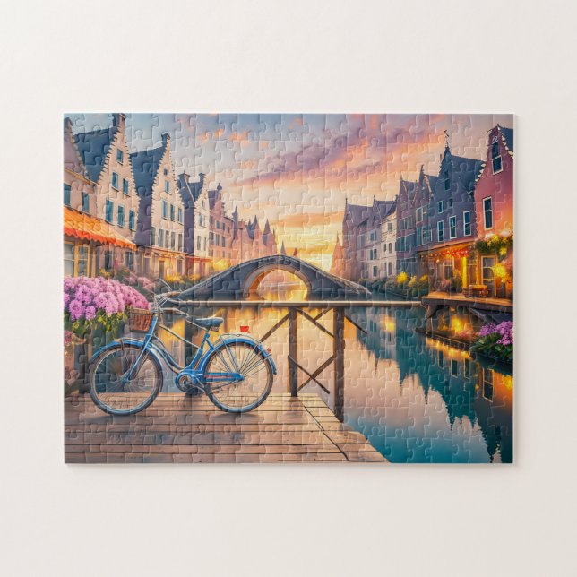 Quiet River Art with Bicycle Photo Puzzles Amerste (Horizontal)