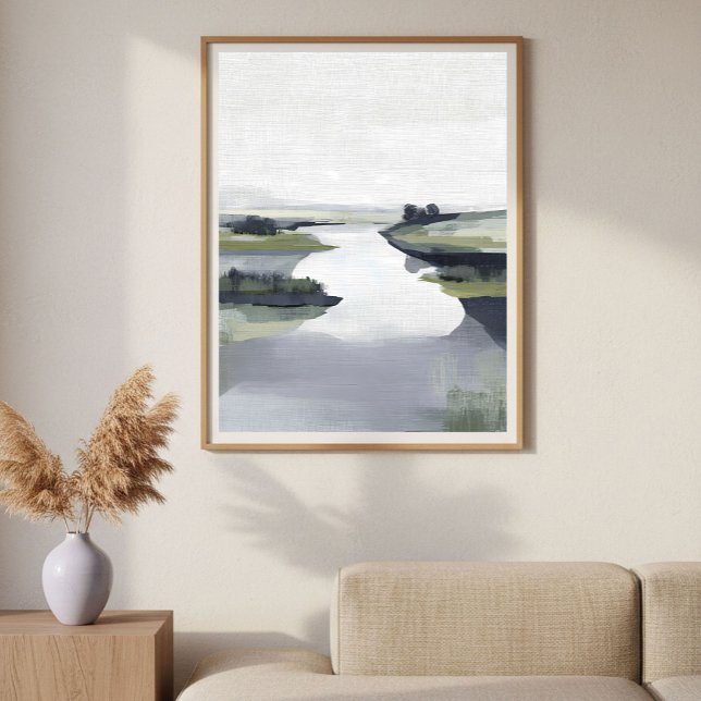 Quiet River Valley Minimal Abstract Landscape Poster (Creator Uploaded)