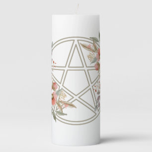 Quiet Sage Floral Pentacle Pillar Candle