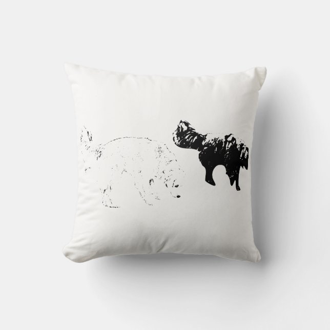 Quiet Sniffari by the Leaves Throw Pillow (Front)