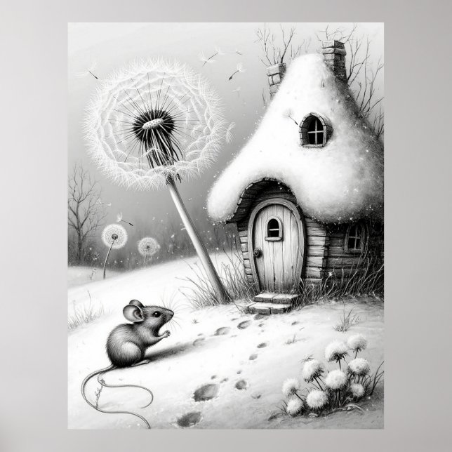 🐭 Quiet Snow Cottage Wonder ❄️🏡 Poster (Front)