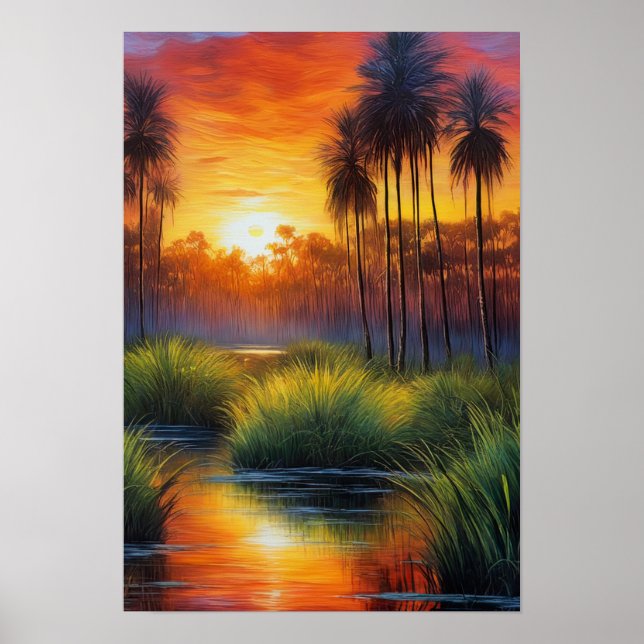 Quiet Swamp at Twilight Poster (Front)