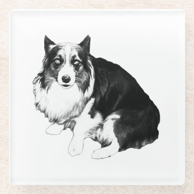 Quiet Table, Calm Corgi Glass Coaster (Front)
