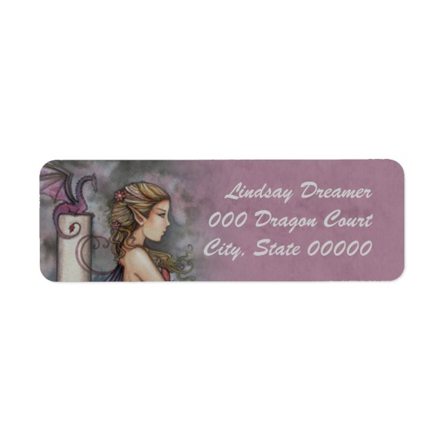 Quiet Thoughts Fairy and Dragon Art Label (Front)