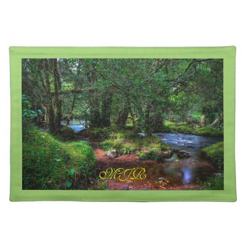 Quietly Flows The River Monogram place setting Placemat