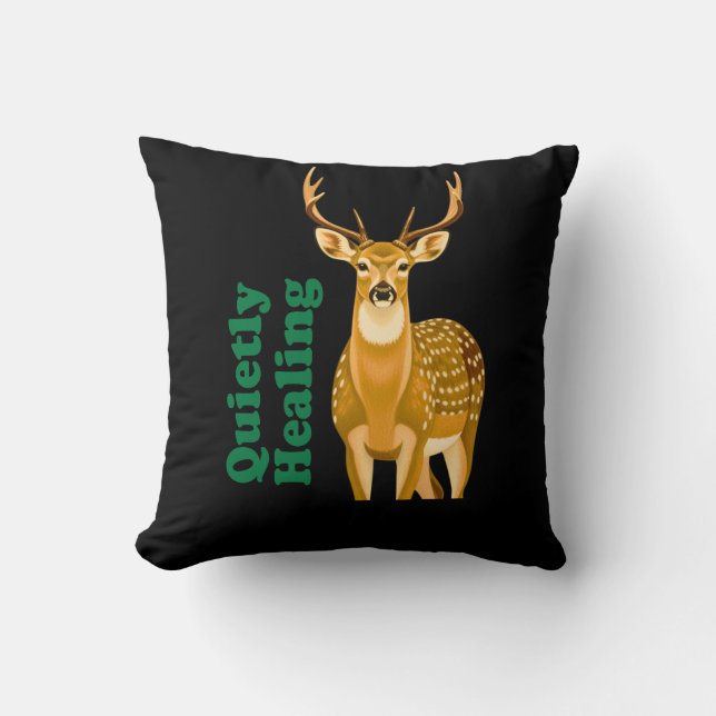 Quietly Healing Minimal Deer Pillow – Calm Mental  (Front)