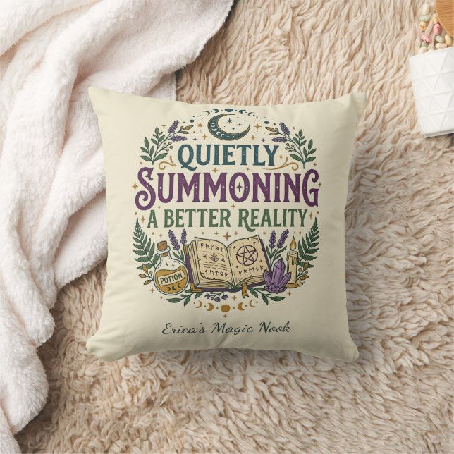 Quietly Summoning a Better Reality Mystical Throw Pillow (Blanket)