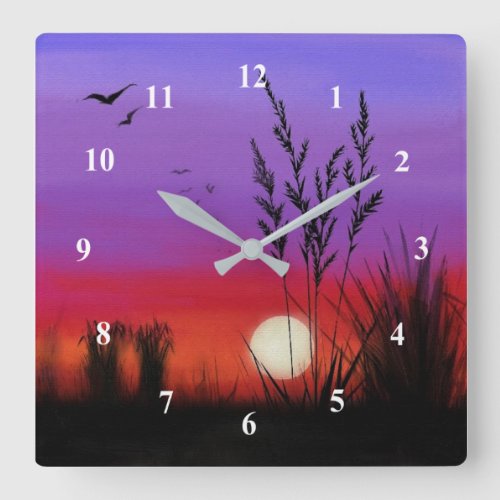 Quietly _ Watercolor Square Wall Clock
